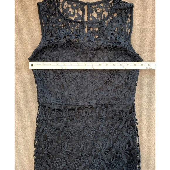 BISOU BISOU Dress Womens 8 Sleeveless Lace Midi Bodycon Tank Sheath Floral Black - Picture 5 of 9